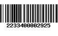 Código de Barras 2233400002925