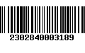 Código de Barras 2302840003189