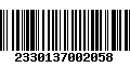 Código de Barras 2330137002058