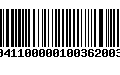 Código de Barras 233041100000100362003629