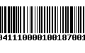 Código de Barras 233041110000100187001878