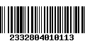 Código de Barras 2332804010113