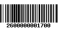 Código de Barras 2600000001700