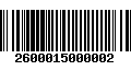 Código de Barras 2600015000002