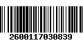 Código de Barras 2600117030839