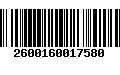 Código de Barras 2600160017580