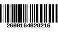 Código de Barras 2600164028216