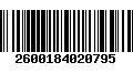 Código de Barras 2600184020795