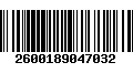 Código de Barras 2600189047032