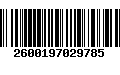 Código de Barras 2600197029785