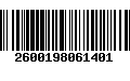 Código de Barras 2600198061401