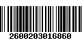 Código de Barras 2600203016860