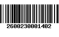 Código de Barras 2600230001402