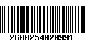 Código de Barras 2600254020991