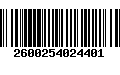 Código de Barras 2600254024401