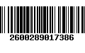 Código de Barras 2600289017386