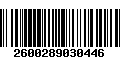 Código de Barras 2600289030446