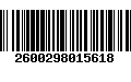 Código de Barras 2600298015618