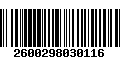 Código de Barras 2600298030116