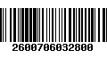 Código de Barras 2600706032800