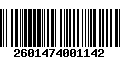 Código de Barras 2601474001142