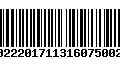 Código de Barras 2602220171131607500202