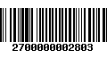 Código de Barras 2700000002803