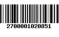 Código de Barras 2700001020851