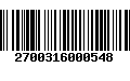 Código de Barras 2700316000548