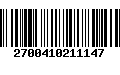 Código de Barras 2700410211147