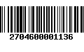 Código de Barras 2704600001136