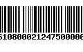 Código de Barras 277610800021247500000145