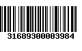 Código de Barras 31689300003984