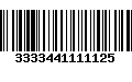 Código de Barras 3333441111125