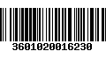 Código de Barras 3601020016230