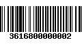 Código de Barras 3616800000002