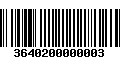 Código de Barras 3640200000003