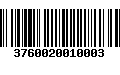 Código de Barras 3760020010003