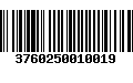 Código de Barras 3760250010019