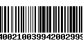 Código de Barras 400210039942002999