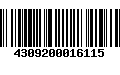 Código de Barras 4309200016115