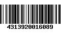 Código de Barras 4313920016089