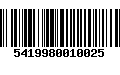 Código de Barras 5419980010025