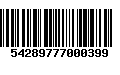 Código de Barras 54289777000399