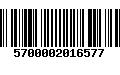 Código de Barras 5700002016577