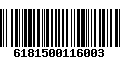 Código de Barras 6181500116003