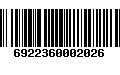 Código de Barras 6922360002026