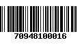 Código de Barras 70948100016