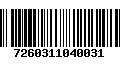 Código de Barras 7260311040031