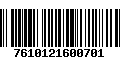 Código de Barras 7610121600701